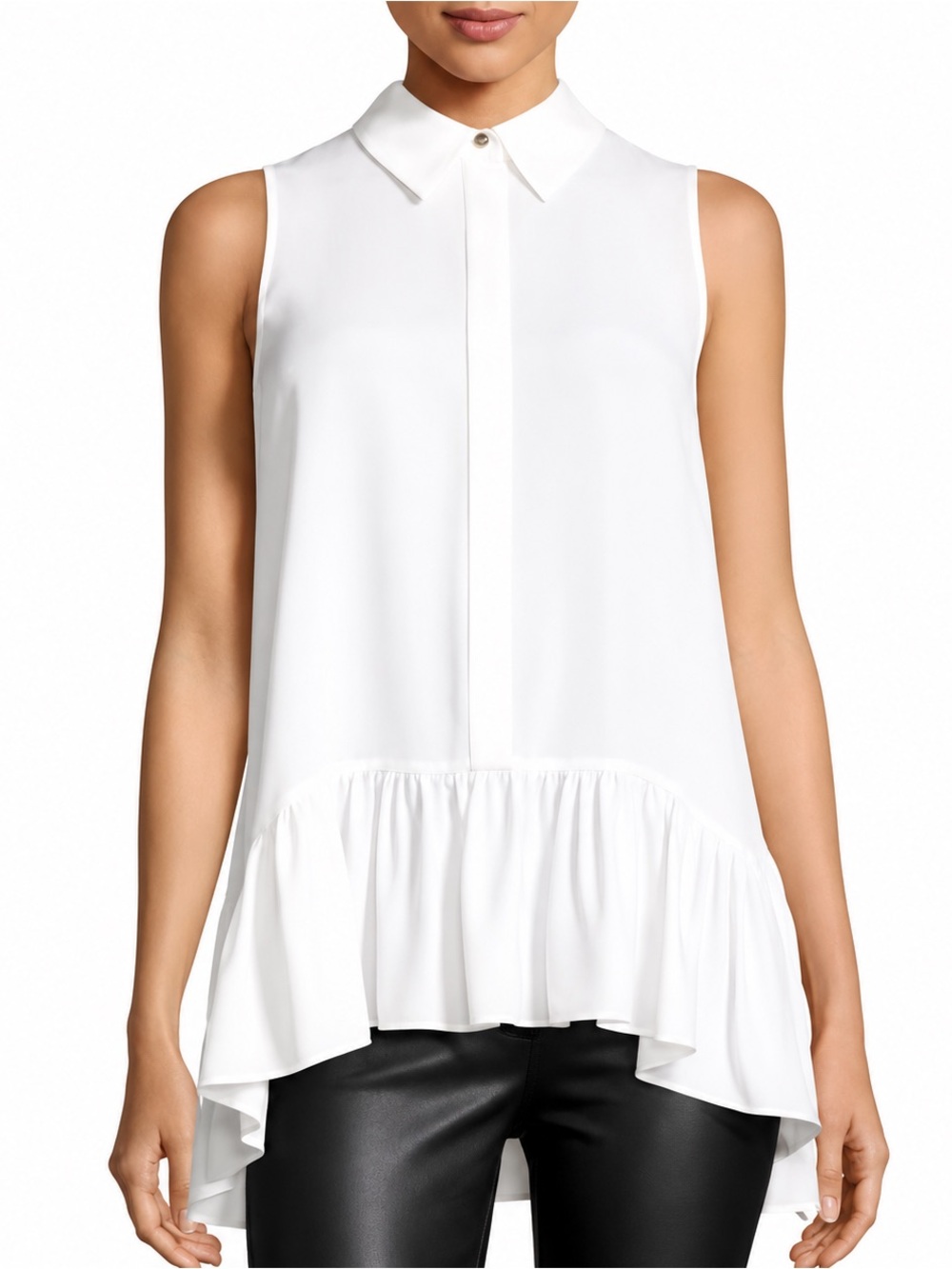 Diane von Furstenberg Lanzi Silk Ivory Sleeveless Open-Side Top Luxury Size S